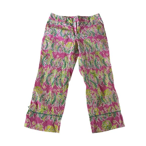 Lilly Pulitzer Pink Safari Print Pants Sz 6 Preppy Lions TIgers - Picture 1 of 12